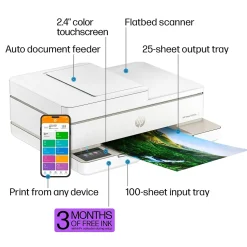 HP Envy 6555e Wireless All-in-One Color Inkjet Printer, Scanner, Copier, Best for home, 3 months FREE ink with HP+ (714N5A)