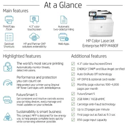 HP LaserJet Enterprise MFP M480f All-in-One Color Laser Printer 3QA55A#BGJ