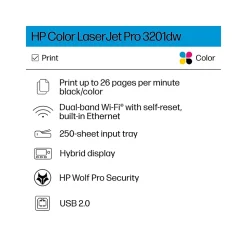 HP LaserJet Pro 3201dw Wireless Color Laser Printer, Best for Office (499Q9F)