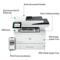 HP LaserJet Pro MFP 4101fdw Wireless Black & White Laser Printer, All-In-One, Print, Scan, Copy, Fax, Best for Office (2Z619F)