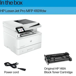 HP LaserJet Pro MFP 4101fdw Wireless Black & White Laser Printer, All-In-One, Print, Scan, Copy, Fax, Best for Office (2Z619F)