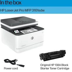 HP LaserJet Pro MFP 3101sdw Wireless Black & White All-in-One Laser Printer, Scanner, Copier, Best for Office (9D2X4F)