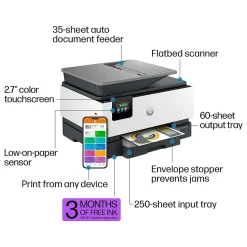 HP OfficeJet Pro 9125e Wireless Color Inkjet Printer, All-In-One, Print, Scan, Copy, Fax (403X0A#B1H)