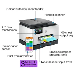 HP OfficeJet Pro 9135e Wireless Color Inkjet Printer, All-In-One, Print, Scan, Copy, Fax, 3 Months FREE INK with HP+ (404M0A)