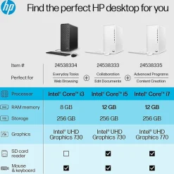 HP Pavilion Desktop Computer, Intel Core i5-12400, 12GB RAM, 256GB SSD, Mouse & Keyboard Included, Windows 11 Home