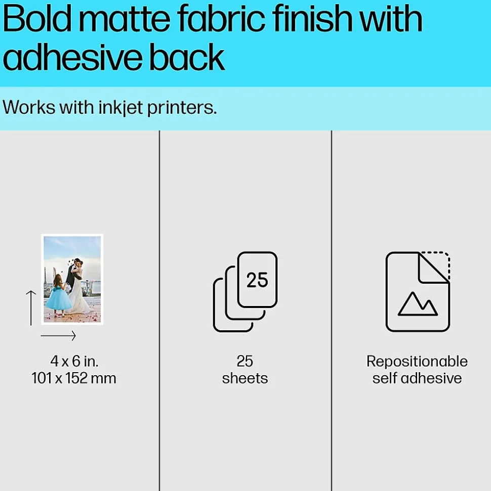 HP Picture Stickers, 4" x 6", 25 Sheets/Pack (8L1U8A)