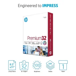 HP Premium32 8.5" x 11" Multipurpose Paper, 32 lbs., 100 Brightness, 500 Sheets/Ream (113100)