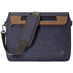 HP Renew Laptop Slim Briefcase, Heather Blue/Brown Fabric/Faux Leather (1A215AA#ABL)