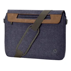 HP Renew Laptop Slim Briefcase, Heather Blue/Brown Fabric/Faux Leather (1A215AA#ABL)