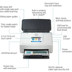 HP ScanJet Enterprise Flow N7000 Snw1 Duplex Desktop Document Scanner, White (6FW10A#BGJ)