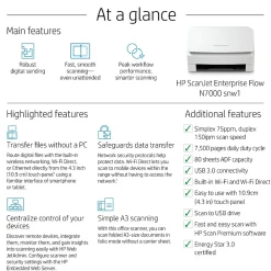 HP ScanJet Enterprise Flow N7000 Snw1 Duplex Desktop Document Scanner, White (6FW10A#BGJ)