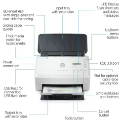 HP ScanJet Enterprise Flow 5000 s5 Duplex Desktop Document Scanner, White (6FW09A#BGJ)