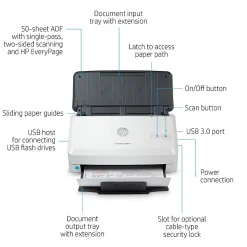 HP Scanjet Pro 3000 s4 Duplex Desktop Document Scanner, White (6FW07A#BGJ)