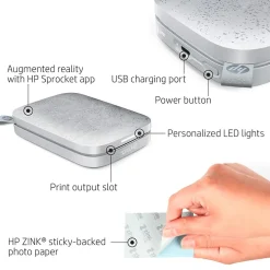 HP Sprocket 200 Wireless Color Inkjet Printer, Single-Function, Print (HPISPW)