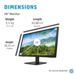 HP V28 28" 4K LED Monitor, Black (8WH57AA#ABA)
