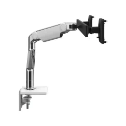 Humanscale Adjustable Dual Monitor Arm, Polished Aluminum/White (M81CMWB2B.WFH)