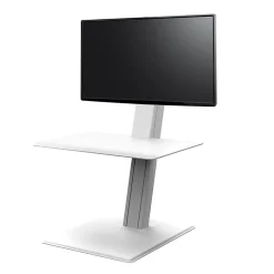 Humanscale QuickStand Eco 28"W Manual Rectangular Adjustable Standing Portable Desk for Single Monitor, White (QSE2SMW)
