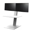 Humanscale QuickStand Eco 28"W Manual Rectangular Adjustable Standing Portable Desk for Dual Monitors, White (QSE2DMW)