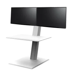 Humanscale QuickStand Eco 28"W Manual Rectangular Adjustable Standing Portable Desk for Dual Monitors, White (QSE2DMW)