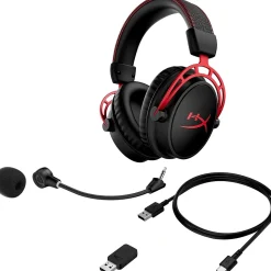 HyperX Cloud Alpha Wireless Noise Canceling Over-the-Ear Stereo Gaming Headset, Black/Red (4P5D4AA)