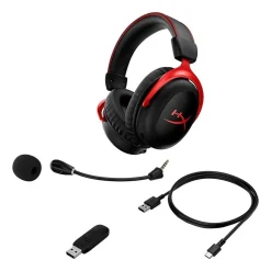 HyperX Cloud II Wireless Noise Canceling Stereo Gaming Headset, USB Type-C, Black/Red (4P5K4AA)