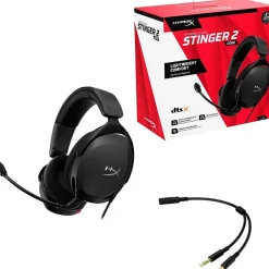 HyperX Cloud Stinger 2 Core Gaming Headset, 3.5mm, UC Certified, Black (683L9AA)