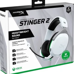 HyperX CloudX Stinger 2 3.5mm Noise Canceling Stereo Gaming Headset, UC Certified, White (75X28AA)