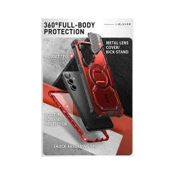 i-Blason ArmorBox MagSafe Rugged Case for Samsung Galaxy S24, Shock Absorbing, Metallic Red (GS24ABSPRD)