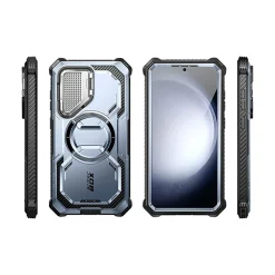 i-Blason ArmorBox MagSafe Rugged Case for Samsung Galaxy S24+, Shock Absorbing, Metallic Blue (GS24PLUSABSPTT)