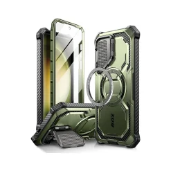 i-Blason ArmorBox MagSafe Rugged Case for Samsung Galaxy S24+, Shock Absorbing, Dark Green (GS24PLUSABSPGN)