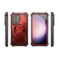 i-Blason ArmorBox MagSafe Rugged Case for Samsung Galaxy S24+, Shock Absorbing, Metallic Red (GS24PLUSABSPRD)