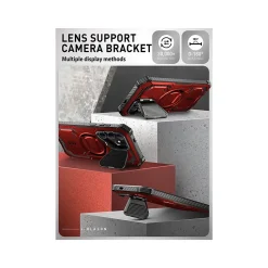 i-Blason ArmorBox MagSafe Rugged Case for Samsung Galaxy S24+, Shock Absorbing, Metallic Red (GS24PLUSABSPRD)