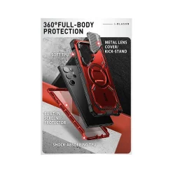 i-Blason ArmorBox MagSafe Rugged Case for Samsung Galaxy S24 Ultra, Metallic Red (GS24UABSRD)