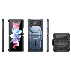 i-Blason Armorbox Metallic Blue Rugged Case for Samsung Galaxy Z Flip4 (Galaxy2022-ZFlip4-5G-Armorbox-Tilt)