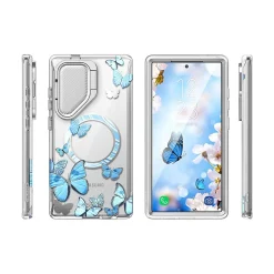i-Blason Cosmo Clear BlueFly MagSafe Bumper Case for Samsung Galaxy S24 Ultra, Shock Absorbing, Clear/Blue (GS24UCOSMOSPBFY)