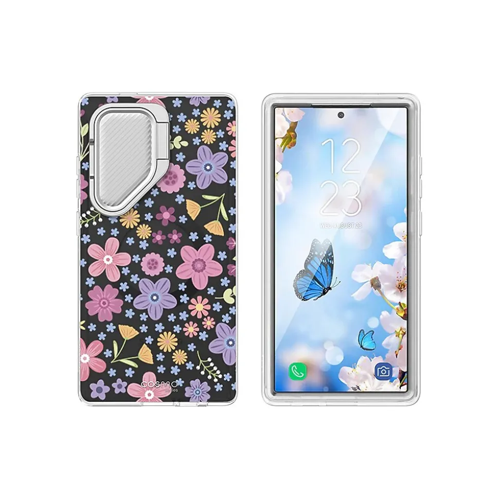 i-Blason Cosmo Colorful Pink Daisies MagSafe Case for Samsung Galaxy S24 Ultra, Shock-Absorbing, Multicolor