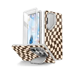 i-Blason Cosmo Cute Brown Checkers Case for Samsung Galaxy S24 Ultra, Shock-Absorbing