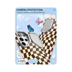 i-Blason Cosmo Cute Brown Checkers Case for Samsung Galaxy S24 Ultra, Shock-Absorbing