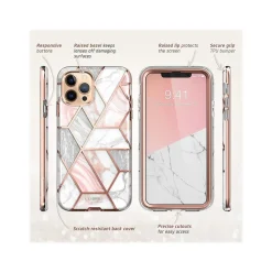 i-Blason Cosmo MagSafe Rugged Case for iPhone 12 Pro Max, Marble Pink (iPhone2020-6.7-Cosmo-SP-Marble)