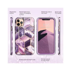 i-Blason Cosmo MagSafe Rugged Case for iPhone 12 Pro Max, Marble Purple (iPhone2020-6.7-Cosmo-SP-Ameth)
