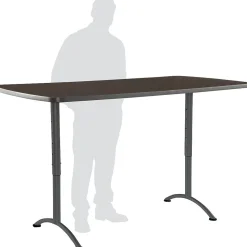 Iceberg Arc Adjustable Height Rectangular Conference Table, Walnut/Gray Legs, 30"-42"H x 72"W x 36"D