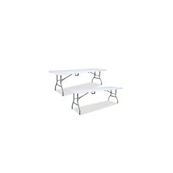 Iceberg Bifold Resin Folding Table, Rectangular, 94.5" x 29.9" x 30", White Granite Top, 2/Pack (ICE61273)