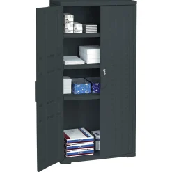 Iceberg® Officeworks® Polyethylene Storage Cabinet, Non-Assembled, 66Hx33Wx18D", Black