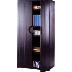 Iceberg® Officeworks® Polyethylene Storage Cabinet, Non-Assembled, 72Hx36Wx22D", Black