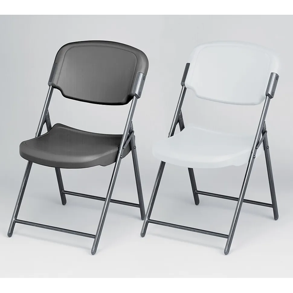 Iceberg Rough 'N Ready Folding Chairs, Plastic, Charcoal, Seat: 18 3/4"W x 21 1/2"D, Back: 18 3/4"W x 20 1/4"H