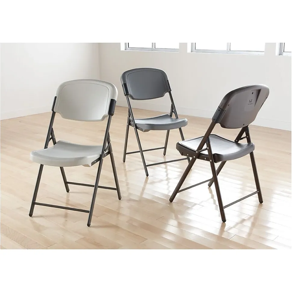 Iceberg Rough 'N Ready Folding Chairs, Plastic, Charcoal, Seat: 18 3/4"W x 21 1/2"D, Back: 18 3/4"W x 20 1/4"H