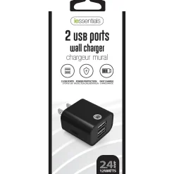 iEssentials Dual USB Wall Charger, 2.4-Amp, Black, (IEN-AC22A-BK)