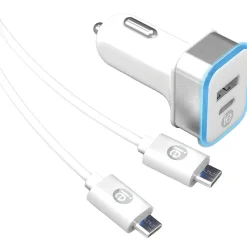 iEssentials USB and USB-C Car Charger with Charge and Sync, 3.4-Amp, White, (IEN-PCC-31A1C)