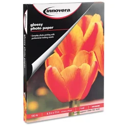 Innovera Glossy Photo Paper, 8.5" x 11", 100 Sheets/Pack (IVR99490)
