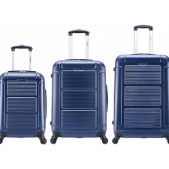 InUSA Pilot 3-Piece Hardside Spinner Luggage Set, Blue (IUPILSML-BLU)